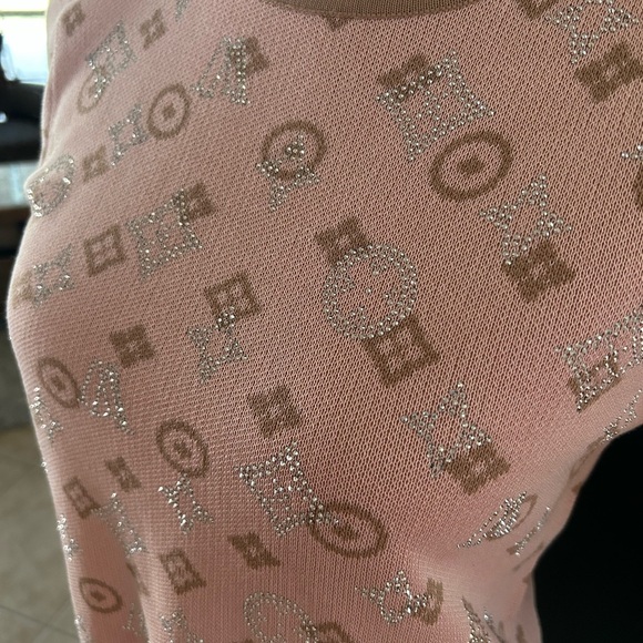 Pink Designer Patterned Knit Top - Picture 3 of 4